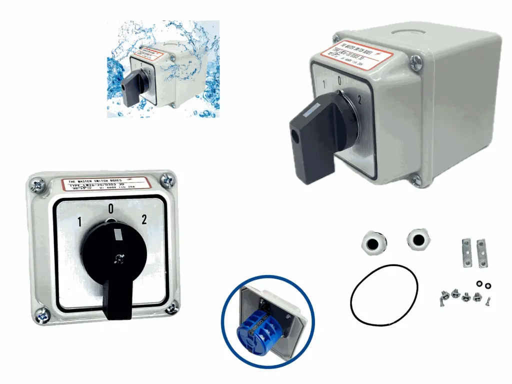 261 ---Selector de 3 Posiciones 1-0-2 A Prueba De Agua de 63 Amperes Sellado.webp