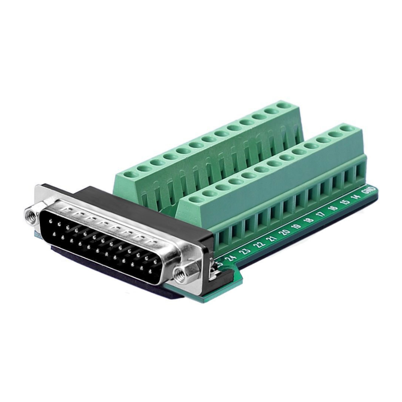 [31] Adaptador Macho Db25-g D-sub Rs232 Terminal C/ Clemas Conect