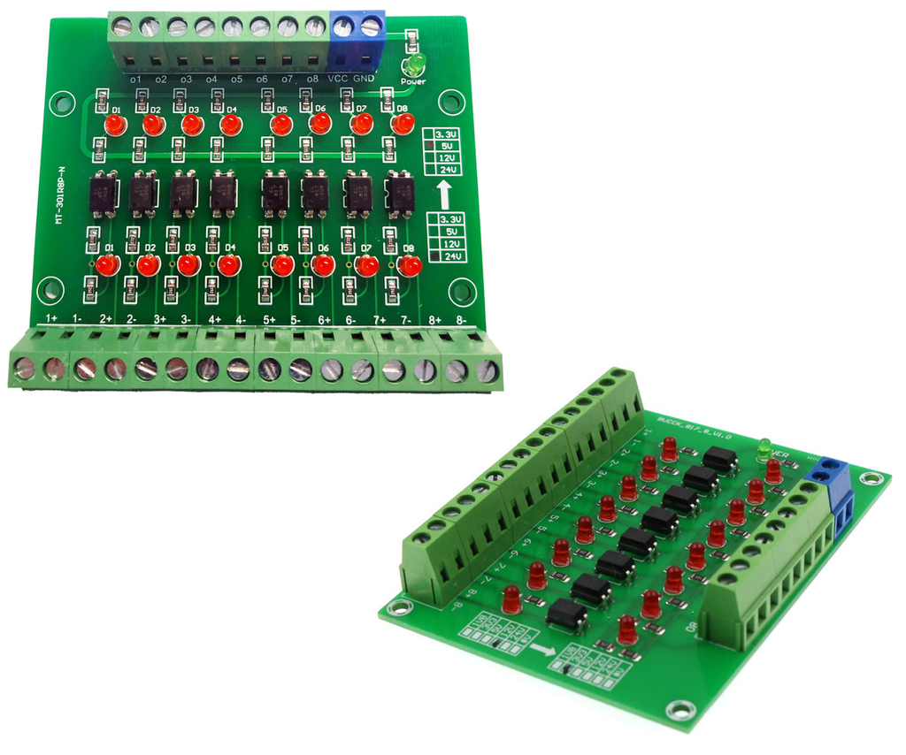 [95] Optoacoplador 24v A 5v 8 Canales Modulo Optoacoplador - Convertidor De Voltaje 24v A 5v - Arduino Uno Mega Plcduino Plc