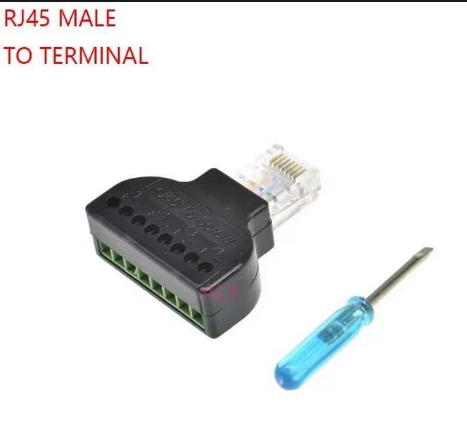 [133] Adaptador Rj45 Macho A Clemas Borne Terminal Conector 8 Pin
