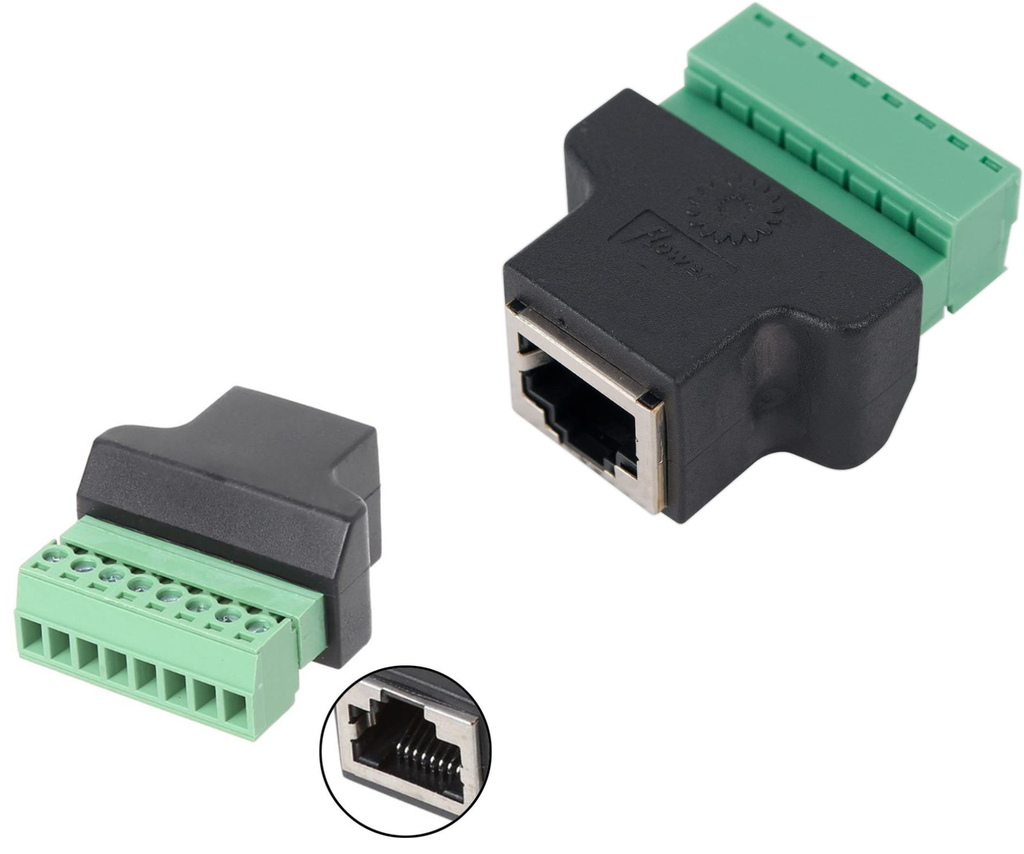 Adaptador Rj45 Hembra A Clemas Borne Terminal Conector 8 Pin