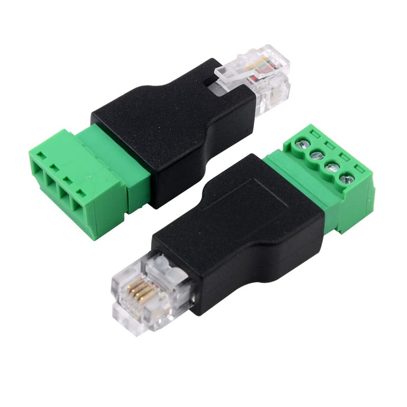 Adaptador Rj11 Macho A Clemas Borne Terminal Conector 4 Pin