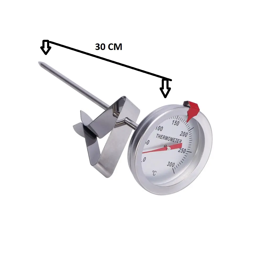 [221] Termometro Inoxidable 0 A 300°c Sonda 30cm Cocina Aceite Car