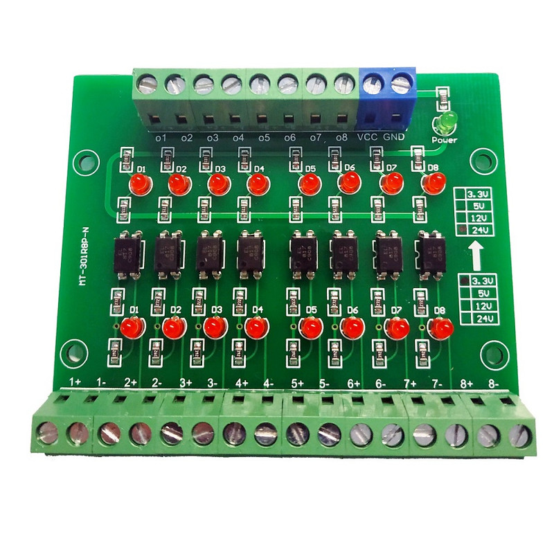Modulo Optoacoplador 3.3v A 24v Npn 8 Canales Aislamiento