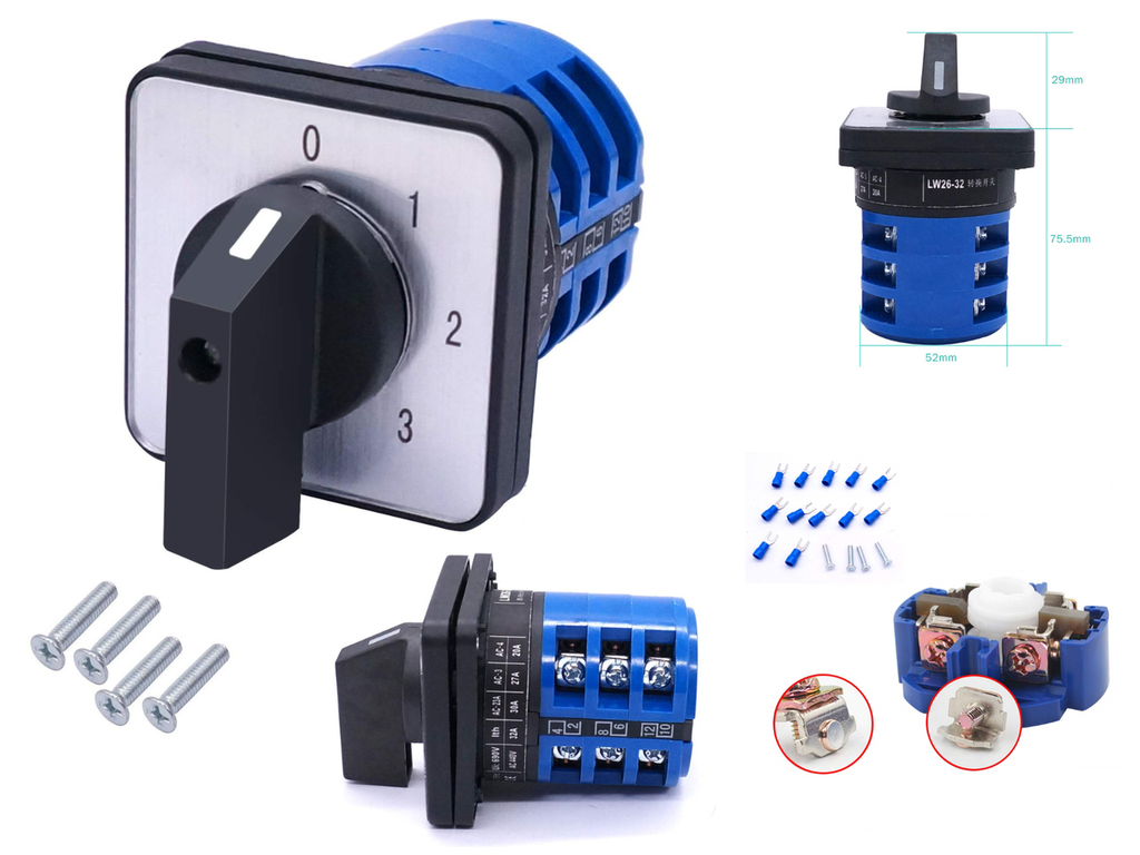 [256] Selector 4 Posiciones 0-1-2-3 32 Amp Industrial Switch 3polo