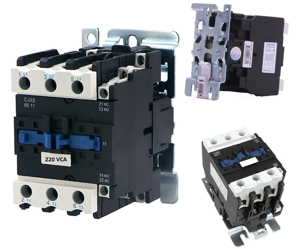 Contactor Trifásico 65 Amper Bobina 220 Vca Contacto No + Nc