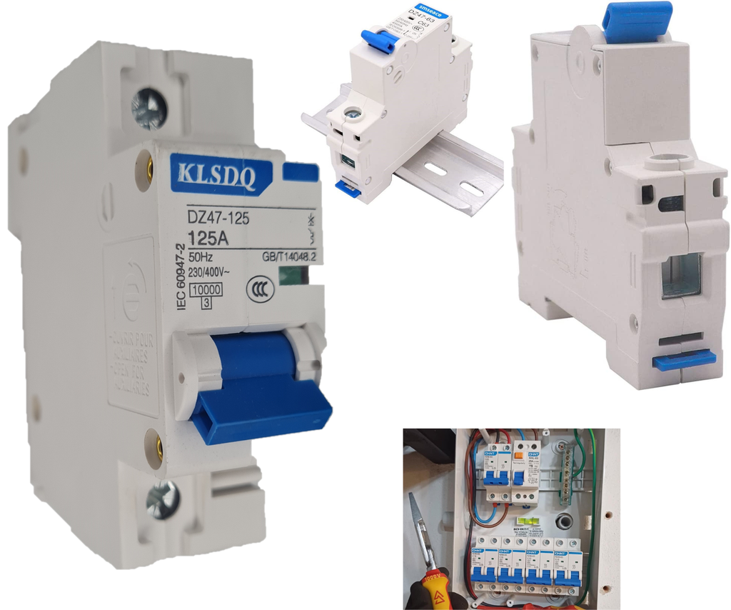 [358] Pastilla Interruptor Termomagnético 125 Amper 1p Vca Riel Di