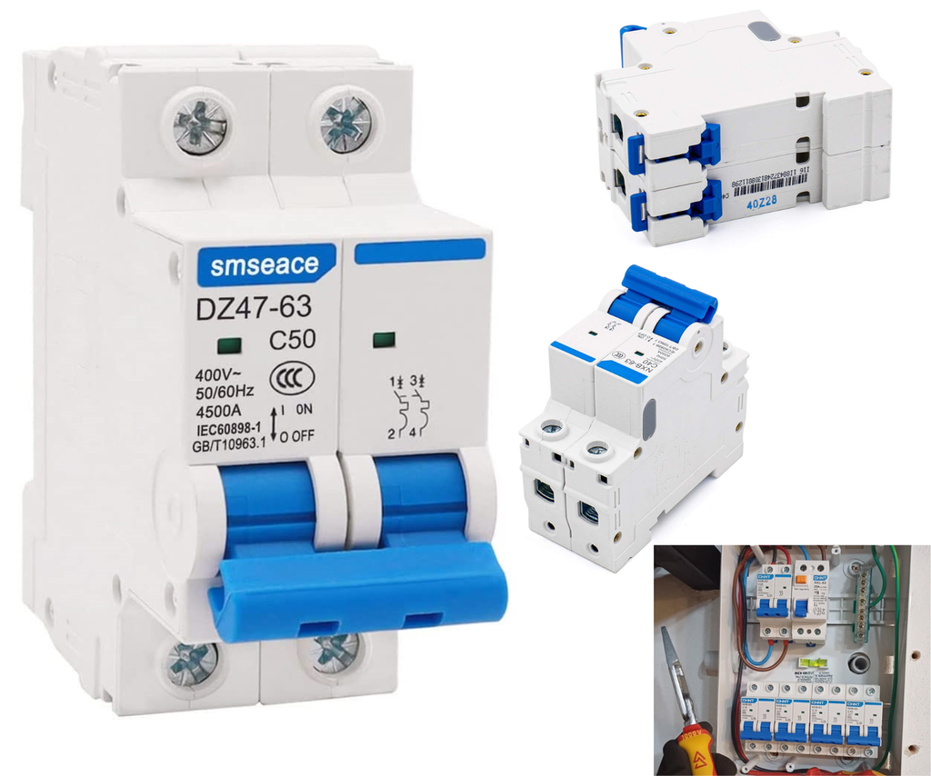 Pastilla Interruptor Termomagnético 50 Amper 2p Vca Riel Din