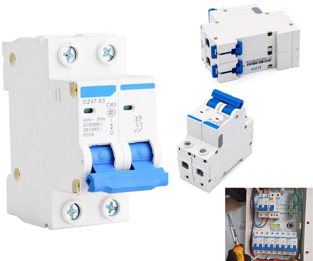 [361] Pastilla Interruptor Termomagnético 63 Amper 2p Vca Riel Din