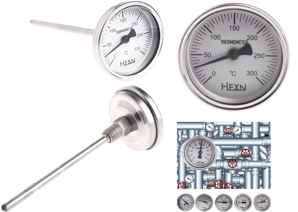 [380] Termometro Bimetalico 0-300 Grados Largo 100mm 1/4 Npt Cocin