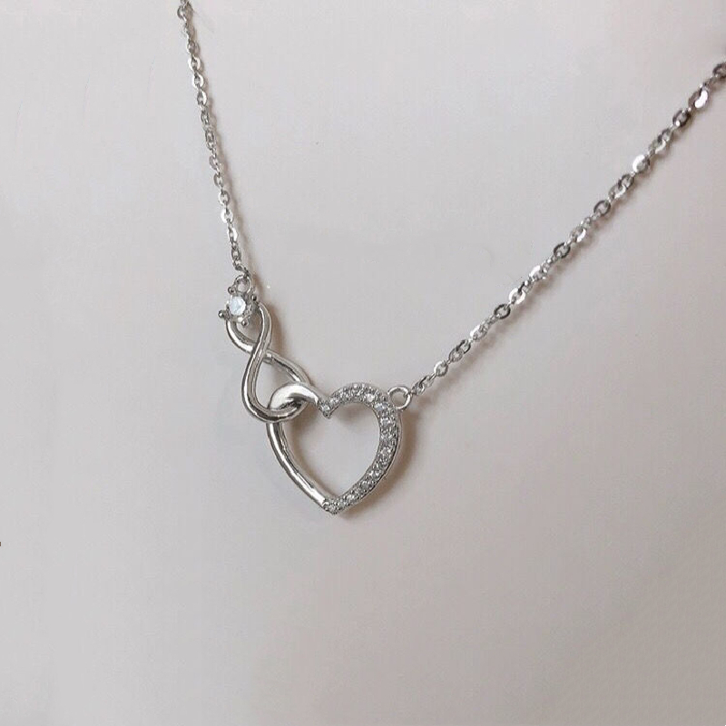 Collar De Plata Ley 925 Corazon C/ Zircon Brillante Colgante