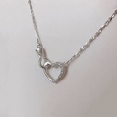 Collar De Plata Ley 925 Corazon C/ Zircon Brillante Colgante