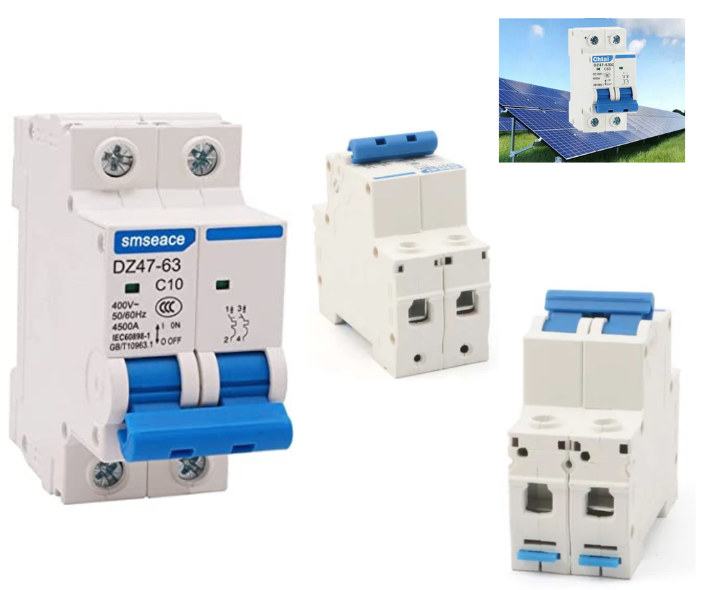 [394] Pastilla Interruptor Termomagnético 10a 2p Cd Solar Riel Din