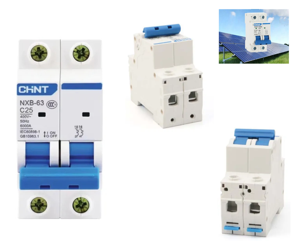 [397] Pastilla Interruptor Termomagnético 25a 2p Cd Solar Riel Din