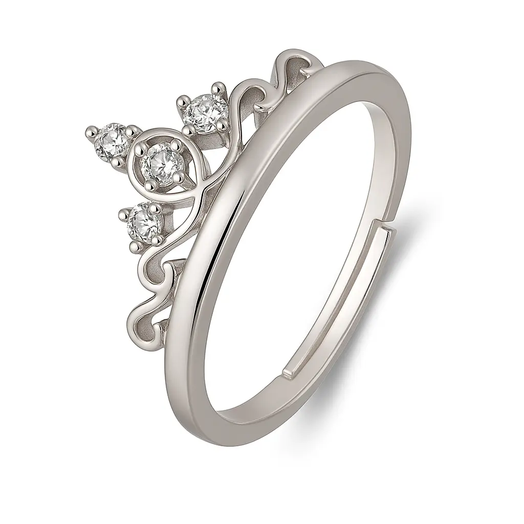 [442] Anillo Corona Promesa Plata Ley 925 Amor Novios 14 Febrero
