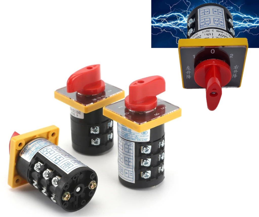 [496] Selector Reversible 3 Pos 1-0-2 20 Amp Posicion 0 Activo