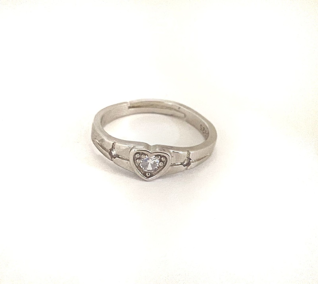 Anillo Corazon Piedra Plano