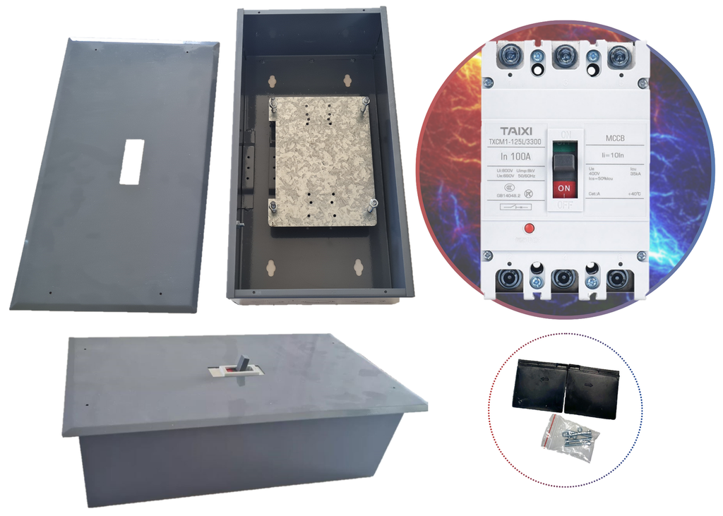 Gabinete + Interruptor 100 Amper Caja Moldeada 3 Polos Termomagnetico EMPOTRAR