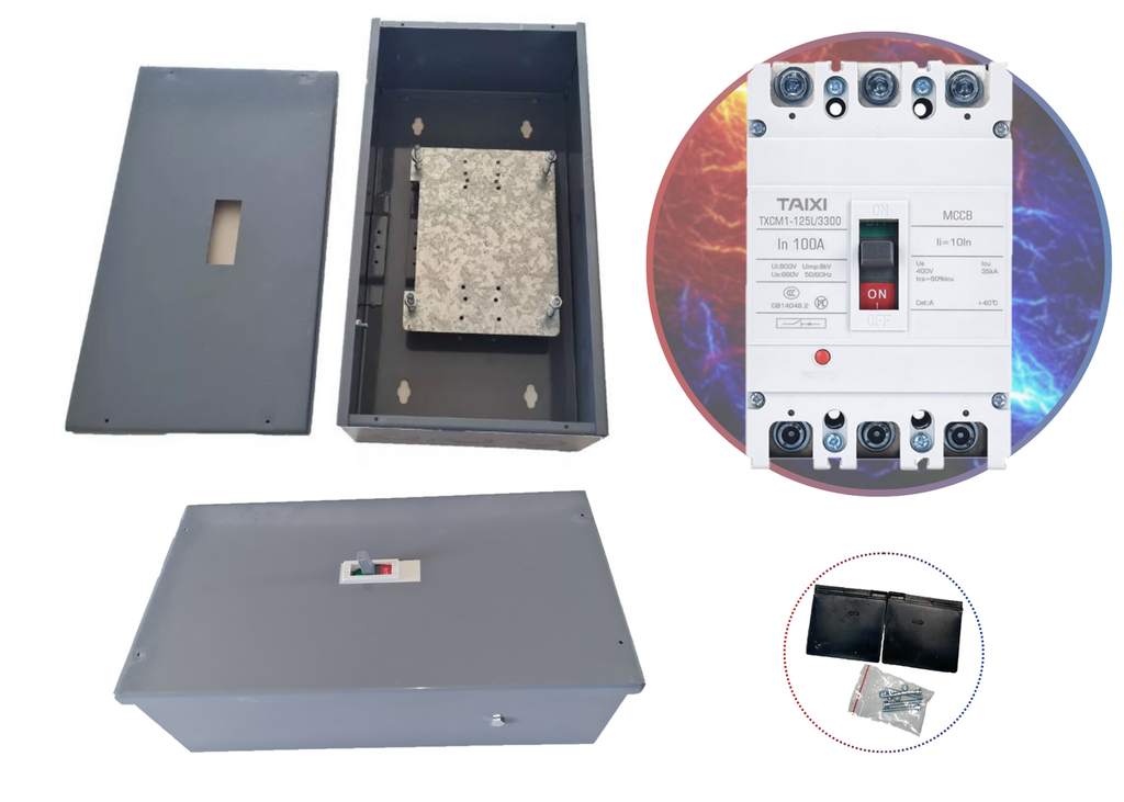 [530] Gabinete + Interruptor 100 Amper Caja Moldeada 3 Polos Termomagnetico SOBREPONER
