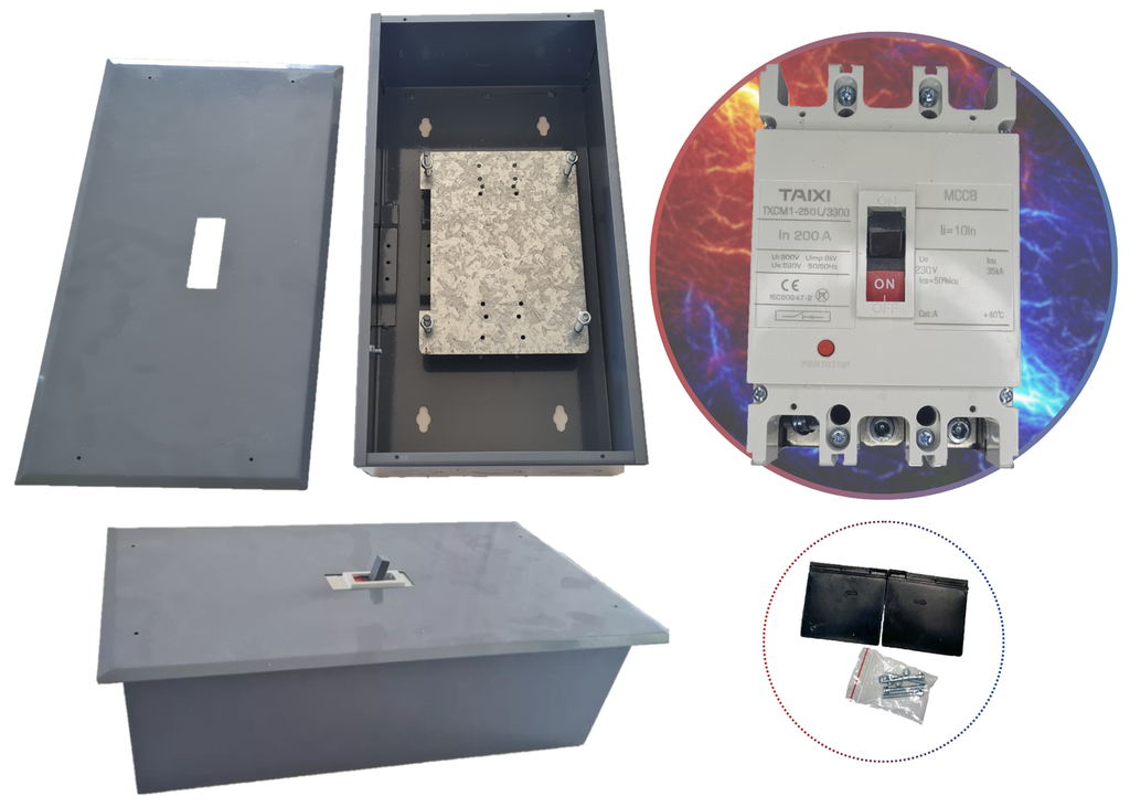 [533] Gabinete + Interruptor 200 Amper Caja Moldeada 3 Polos Termomagnetico EMPOTRAR