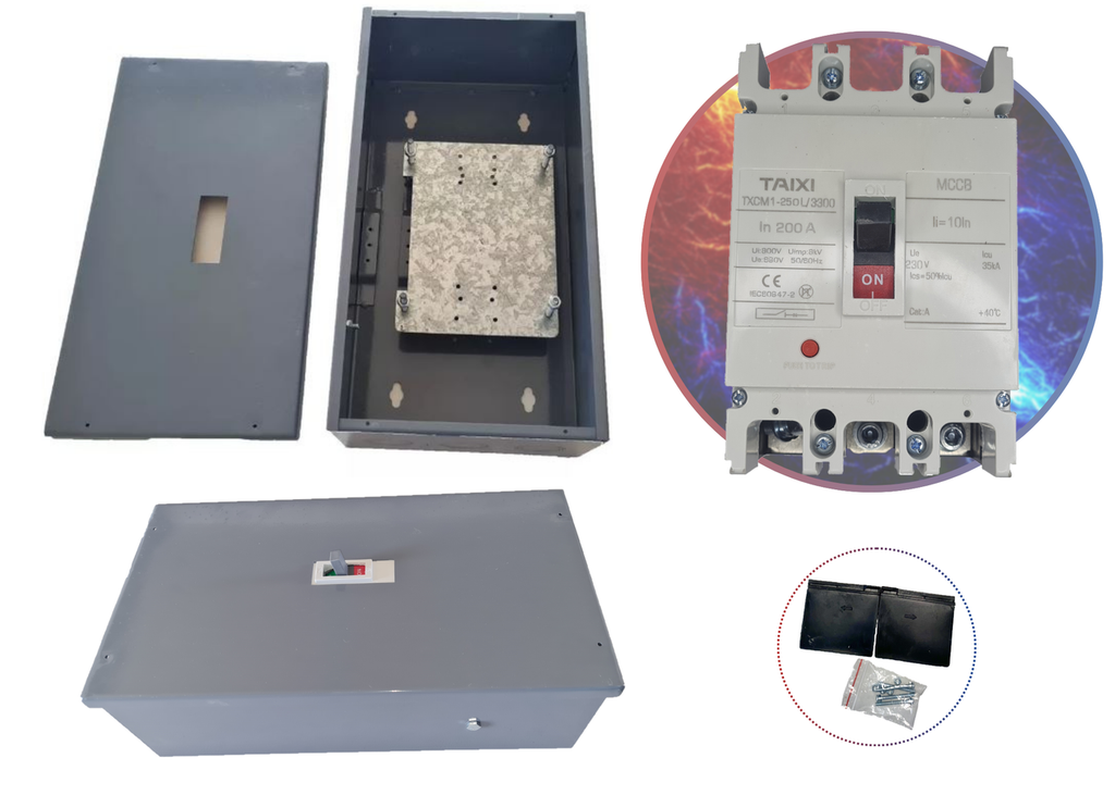 Gabinete + Interruptor 200 Amper Caja Moldeada 3 Polos Termomagnético SOBREPONER
