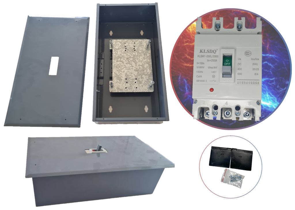 Gabinete + Interruptor 250 Amper Caja Moldeada 3 Polos Termomagnetico EMPOTRAR