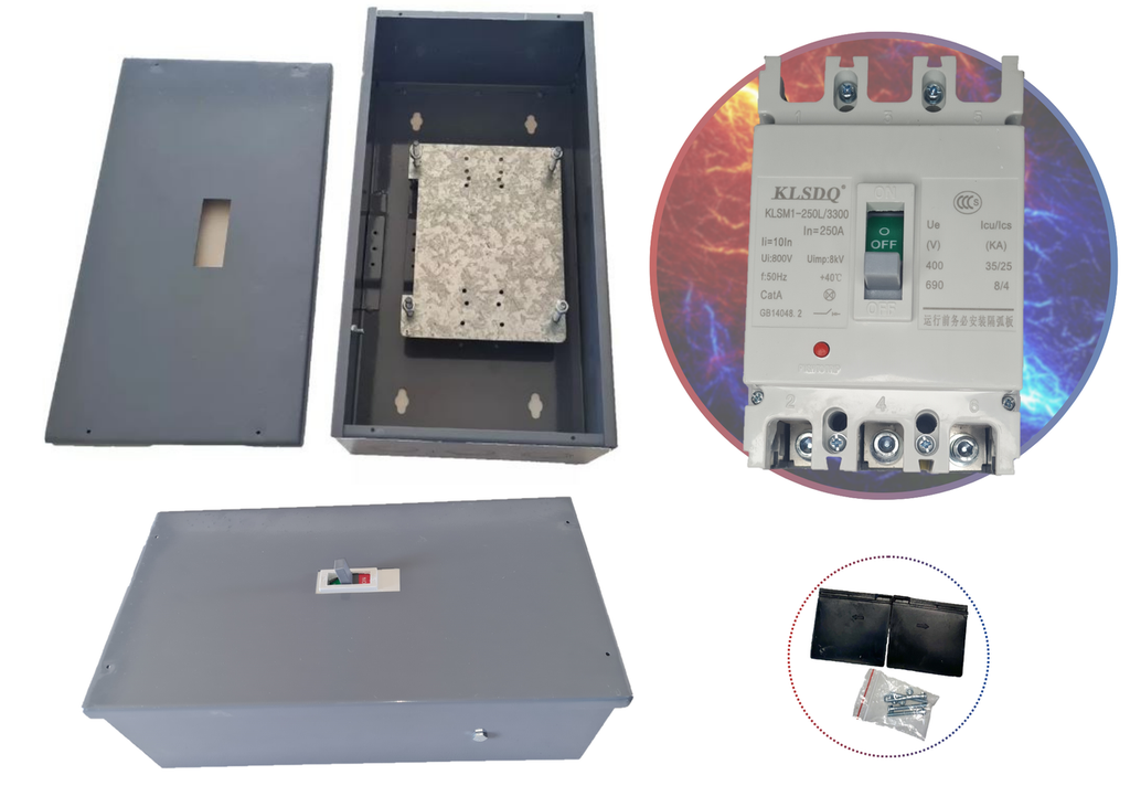 [536] Gabinete + Interruptor 250 Amper Caja Moldeada 3 Polos Termomagnetico SOBREPONER