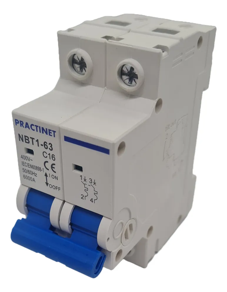 [653] Pastilla Interruptor Termomagnético 16 Amper 2p Vca Riel Din
