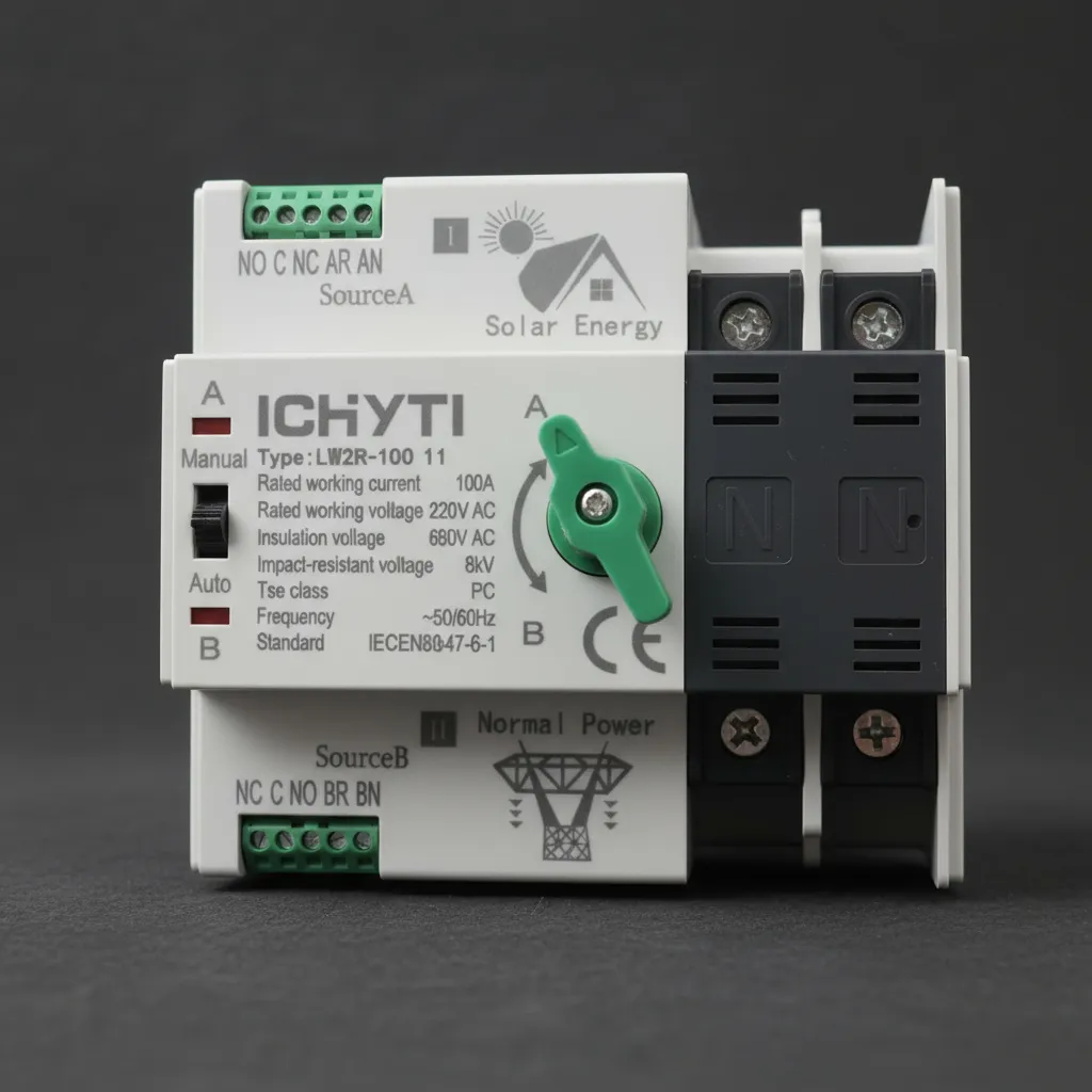 Interruptor Automatico Ats 100a 2p 110v 220v Solar Ac Transf