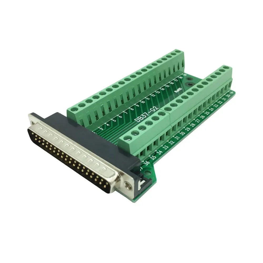Adaptador DB37 Macho a Terminal de Clemas para Riel DIN | Conector Ind