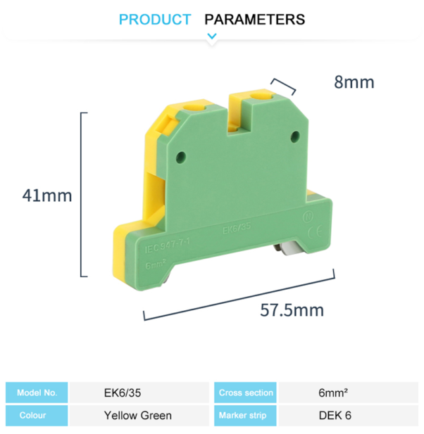 Clema Borne De Tierra Ek 6/35 6mm Compatible Weidmuller Torn - Imagen 4