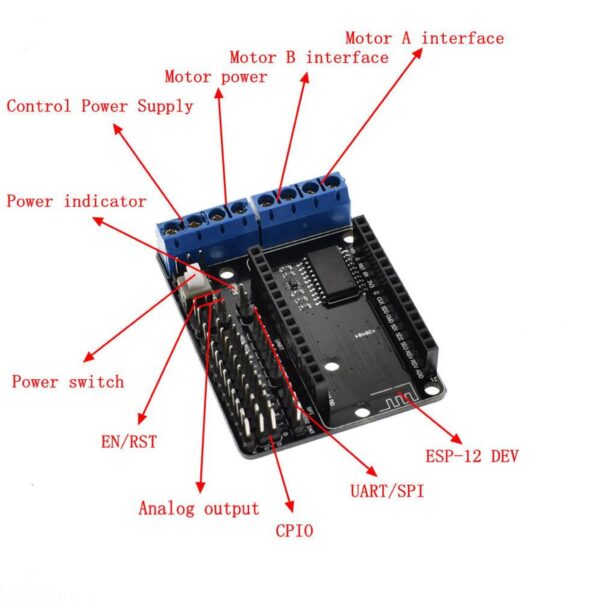 Nodemcu Placa De Expansión Motor Drive Esp8266 Wifi Puente H - Imagen 5