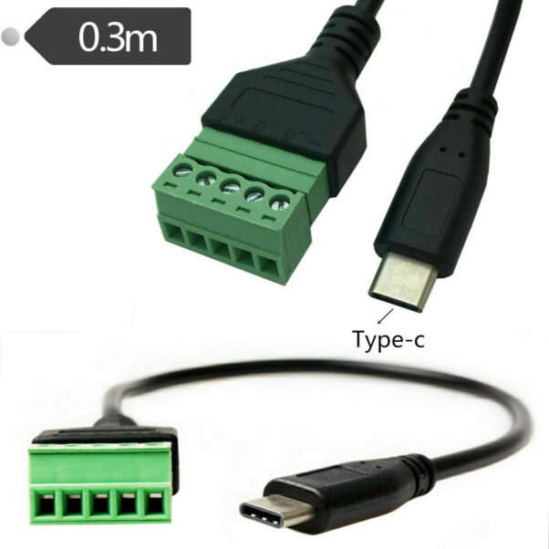 Adaptador Usb Tipo C Macho A Clemas Borne Terminal Conector - Imagen 2