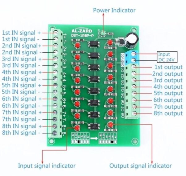 Modulo Optoacoplador 3.3v A 24v 8 Canales El817 Aislamiento - Imagen 4