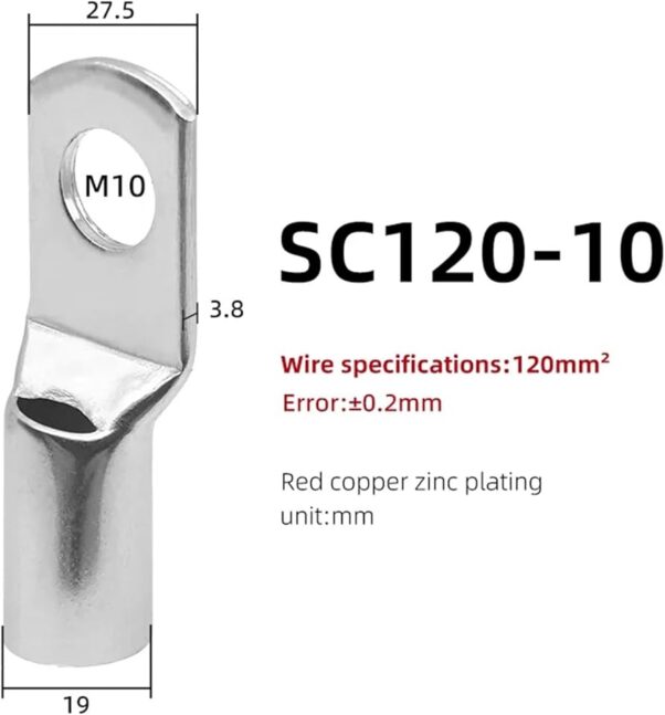 Terminal Zapata Cobre Sc120-10 Estañado Anillo A Tope P/cable