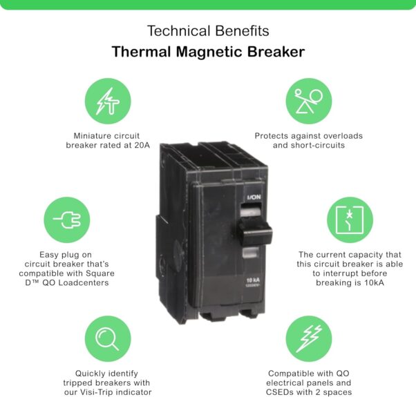 Pastilla Breaker Interruptor Termomagnético 40 Amper 2p Qo - Imagen 6